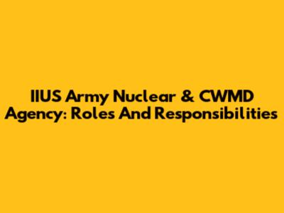 IIUS Army Nuclear & CWMD Agency: Roles And Responsibilities