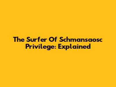 The Surfer Of Schmansaosc Privilege: Explained
